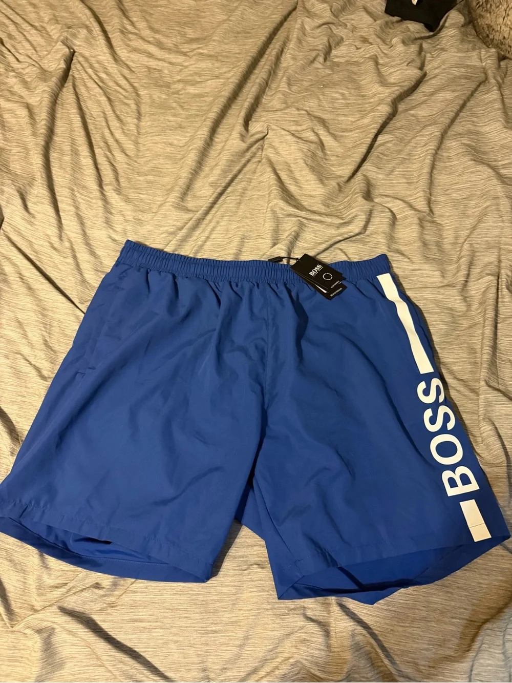 Boss Blue Men's Swim Trunks with White Logo